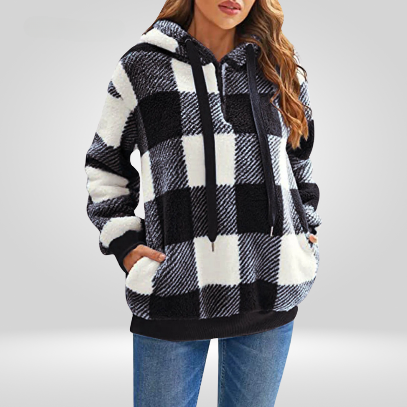 Women's Half-Zip Check Hoodie | Knit 6