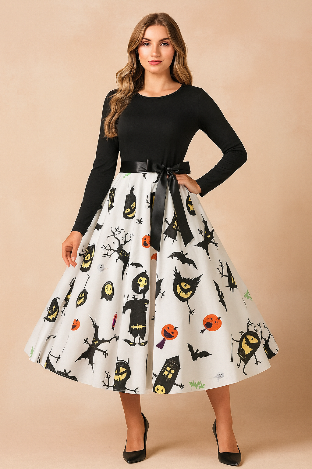 Women's Halloween Dress | Retro Pumpkin Ghost Costume 1