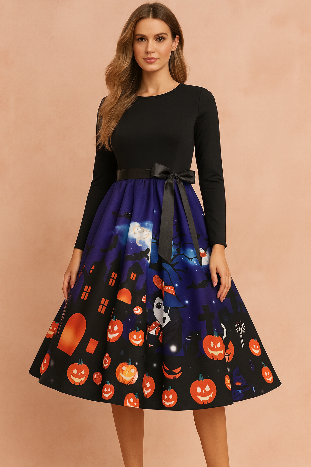 Women's Halloween Dress | Retro Pumpkin Ghost Costume 10