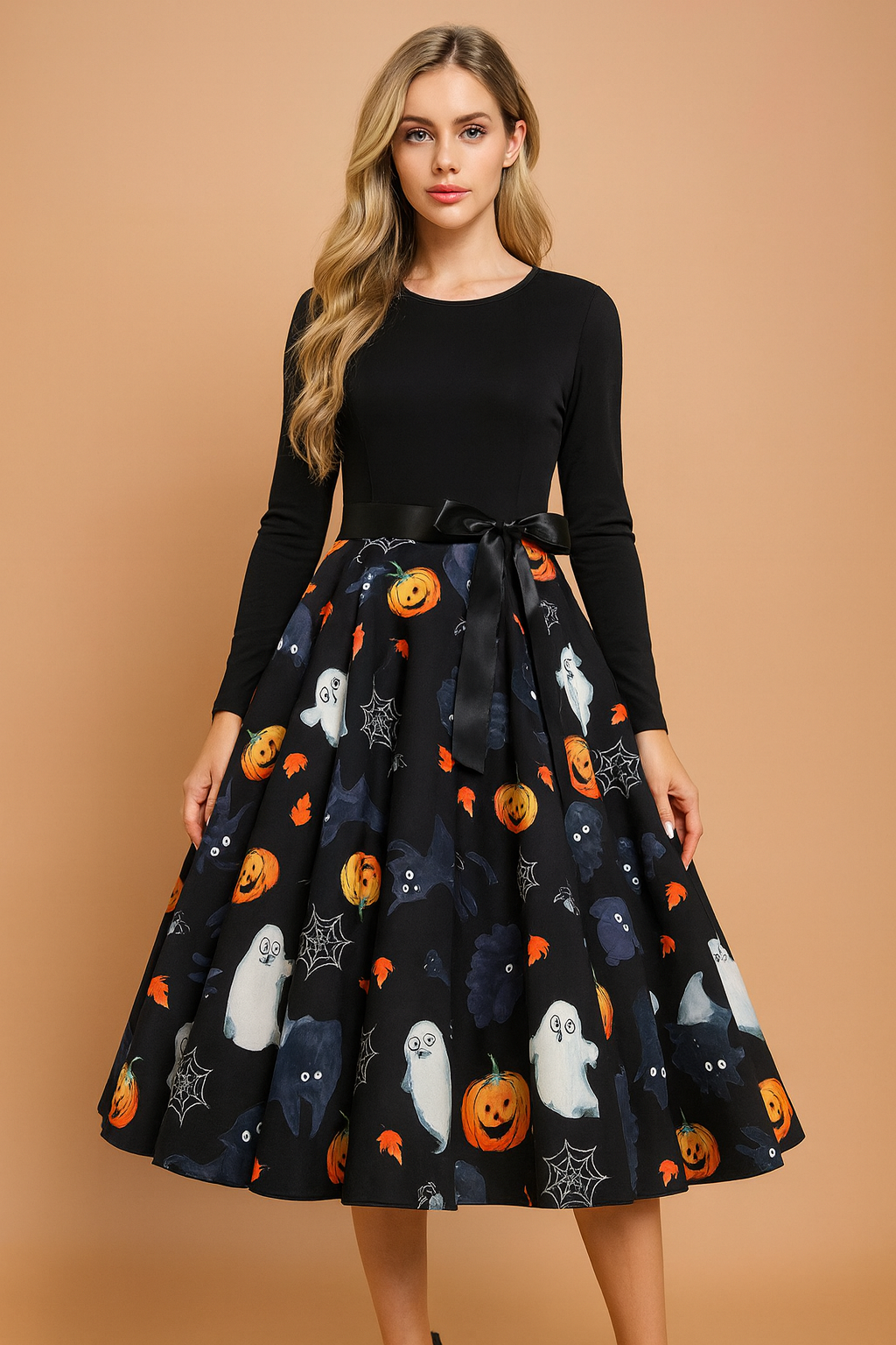 Women's Halloween Dress | Retro Pumpkin Ghost Costume 11