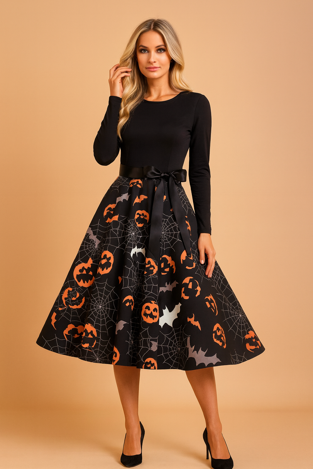 Women's Halloween Dress | Retro Pumpkin Ghost Costume 3
