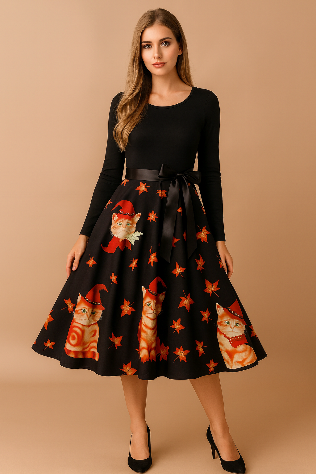 Women's Halloween Dress | Retro Pumpkin Ghost Costume 4
