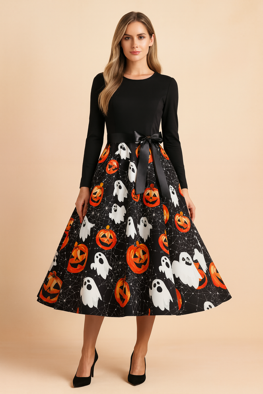 Women's Halloween Dress | Retro Pumpkin Ghost Costume 6