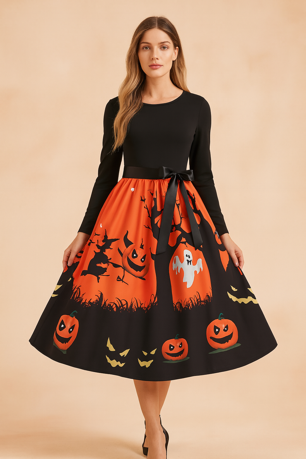 Women's Halloween Dress | Retro Pumpkin Ghost Costume 7