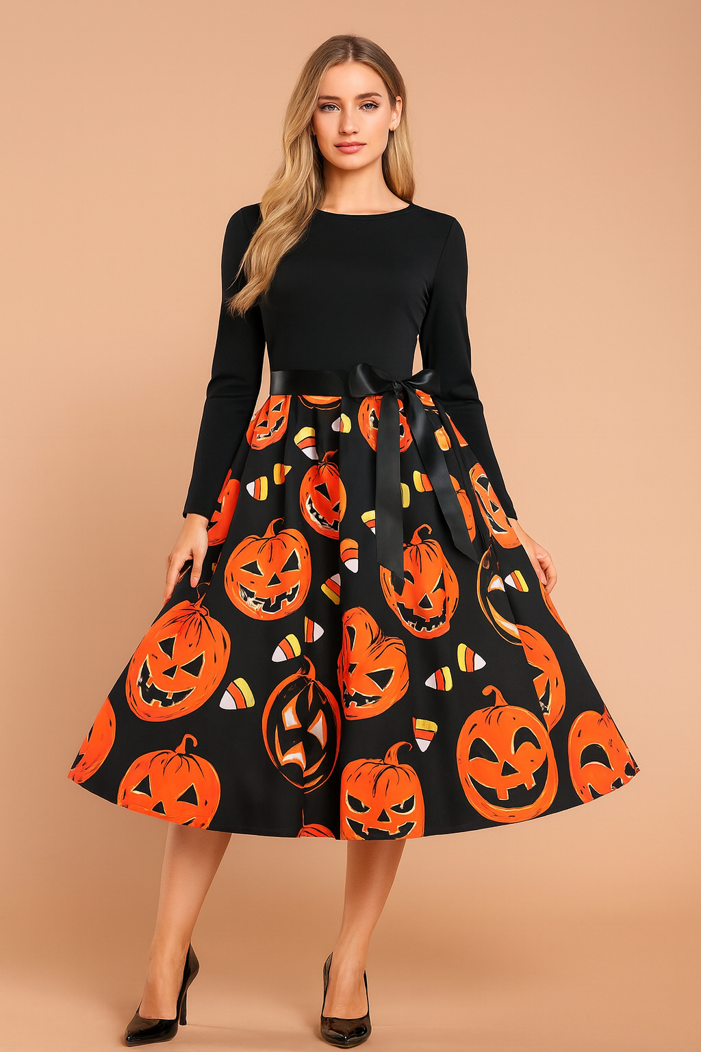 Women's Halloween Dress | Retro Pumpkin Ghost Costume 8