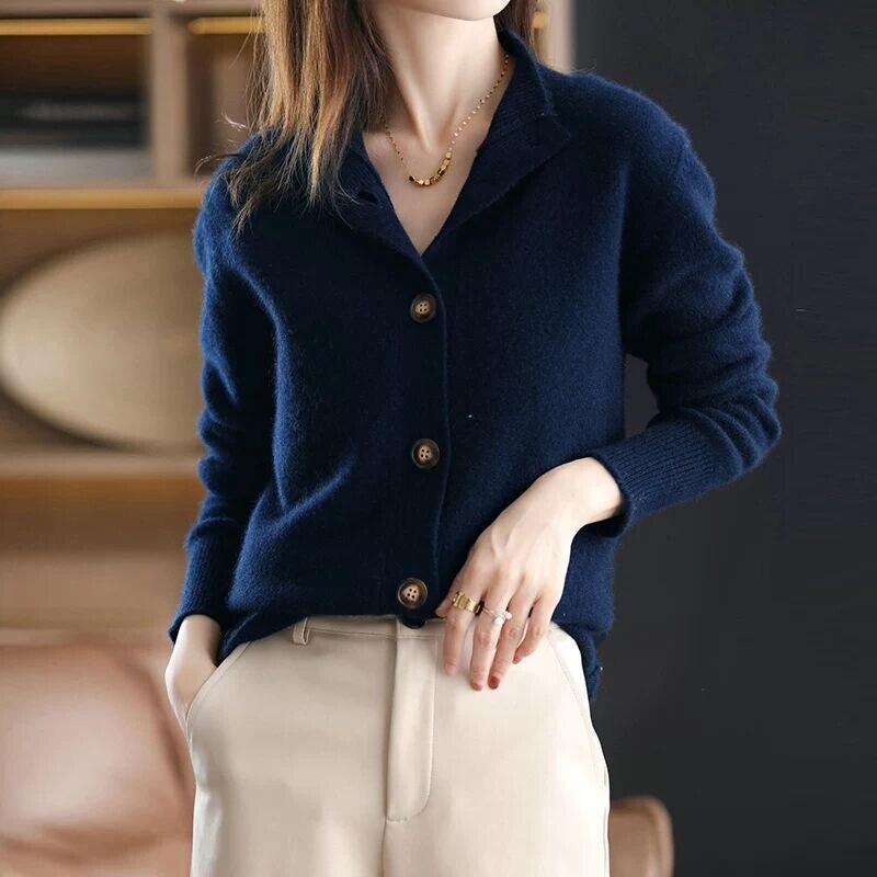 Women's Long Sleeve Button Down Cardigan | Knitted 2