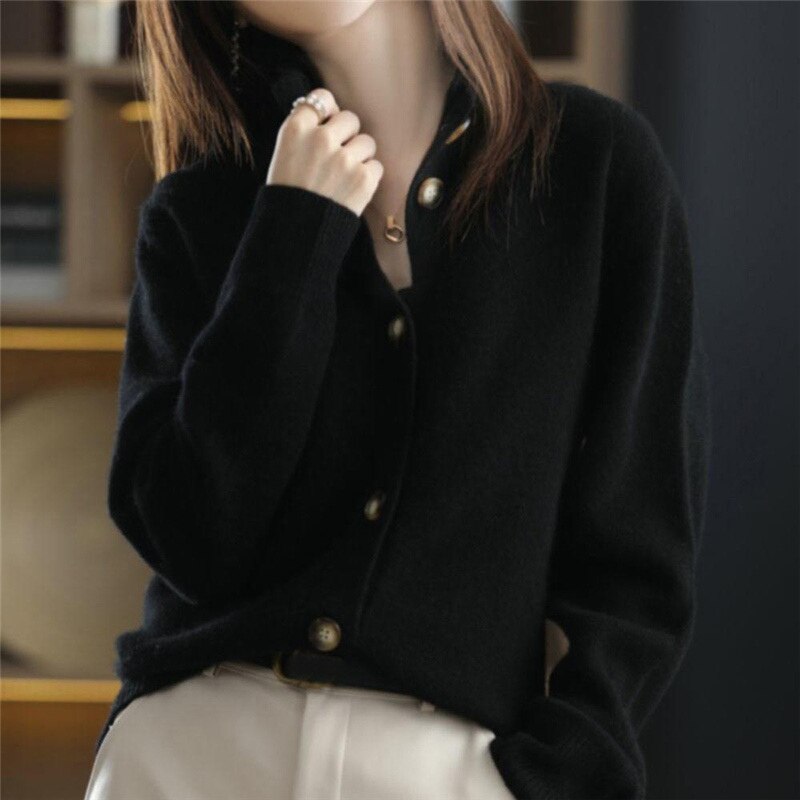 Women's Long Sleeve Button Down Cardigan | Knitted 4