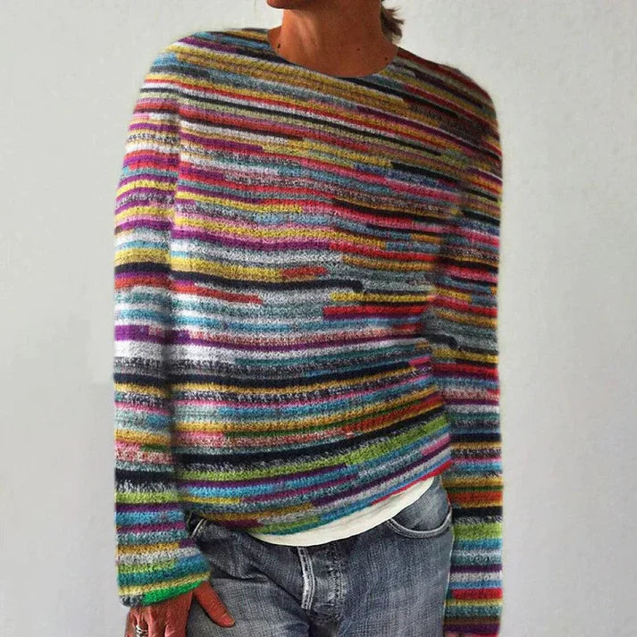 Women's Striped Chunky Knit Sweater | Long Sleeve 0
