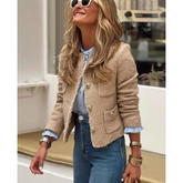Women's button down the long -sleeved jacket | Short 0