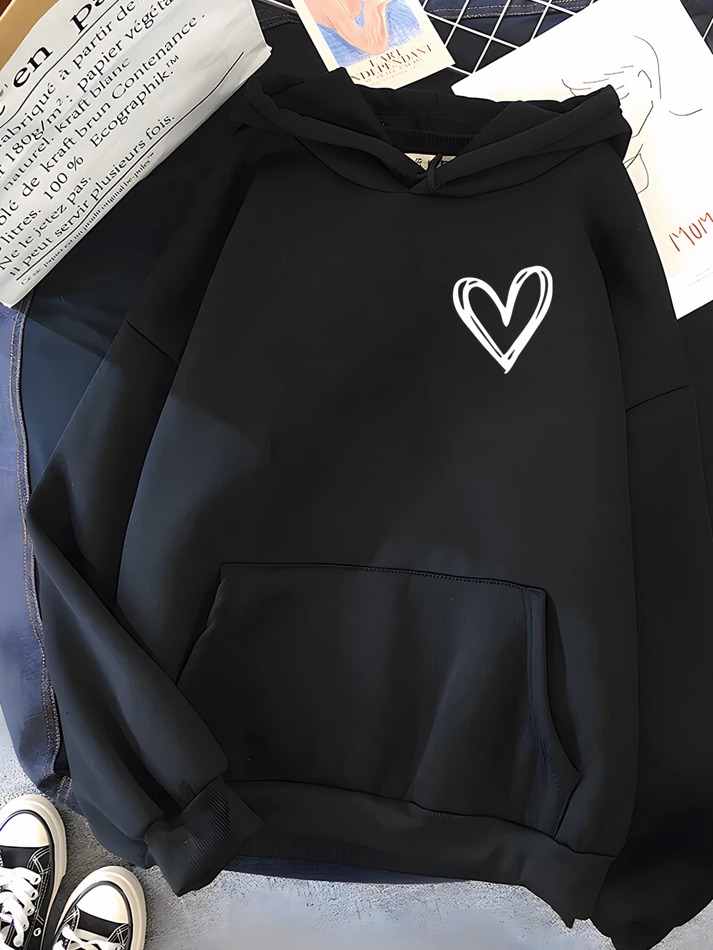 Women's casual hoodie with heart | Loose fit 1