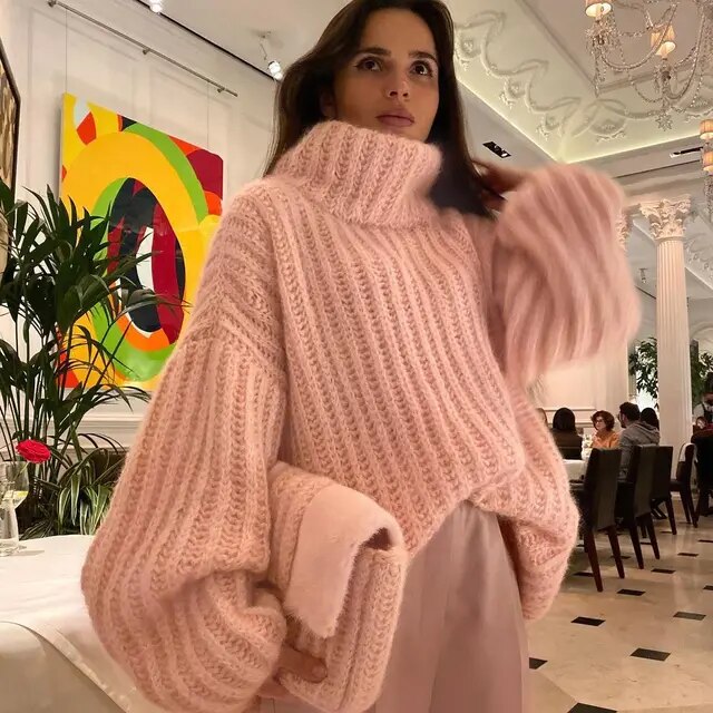 Women's chunky knit turtleneck sweater | winter 1
