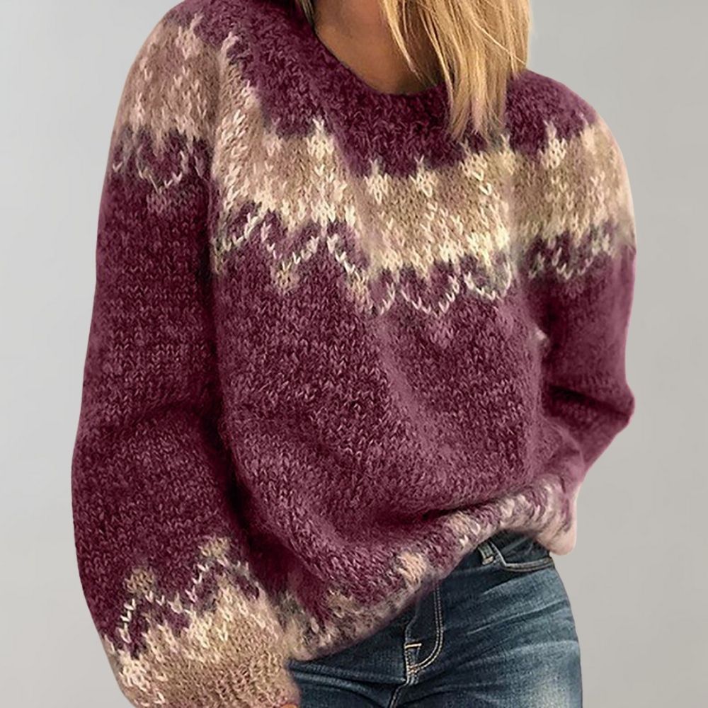 Women's cozy chunky knit sweater | round neck 3