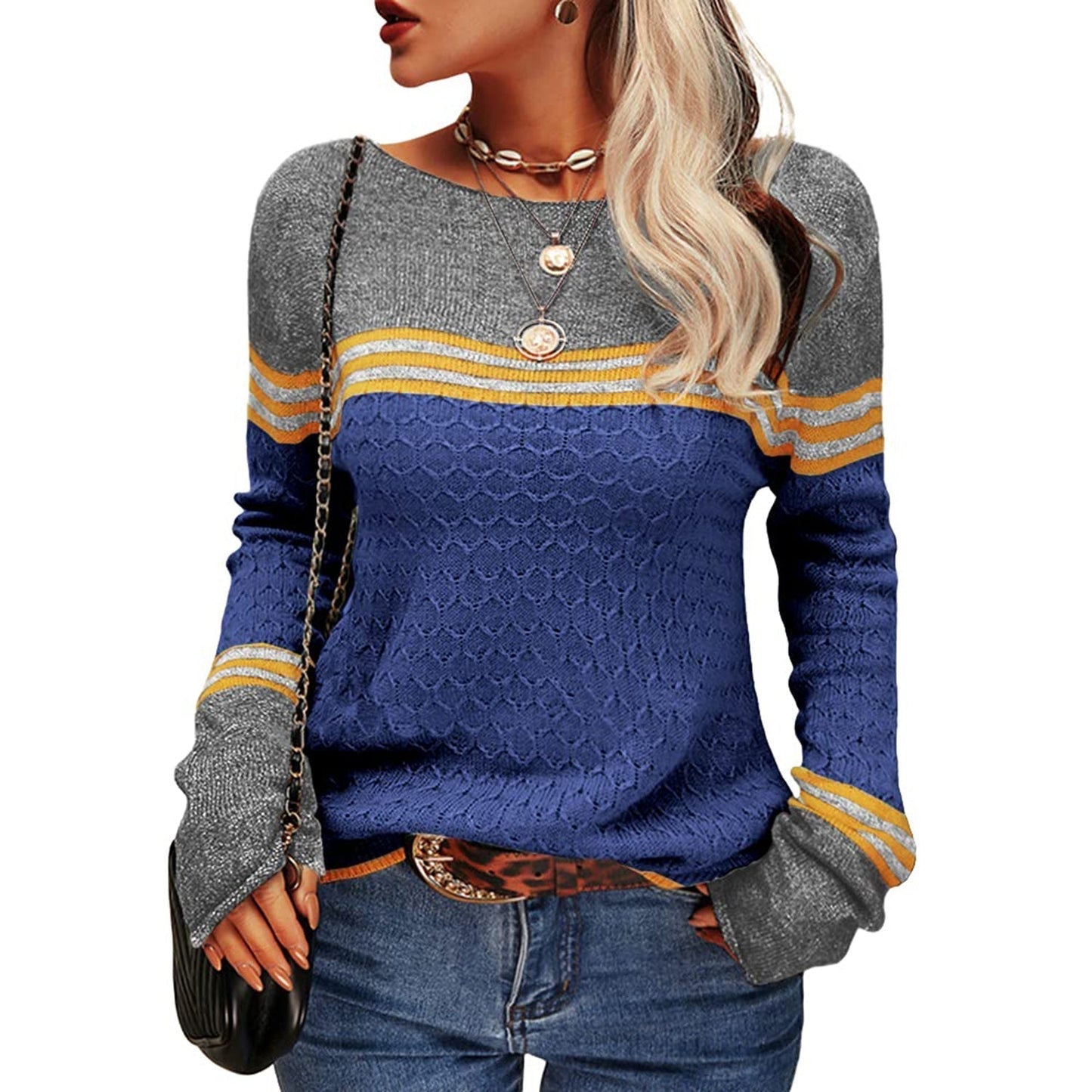 Women's fashionable striped sweater 15