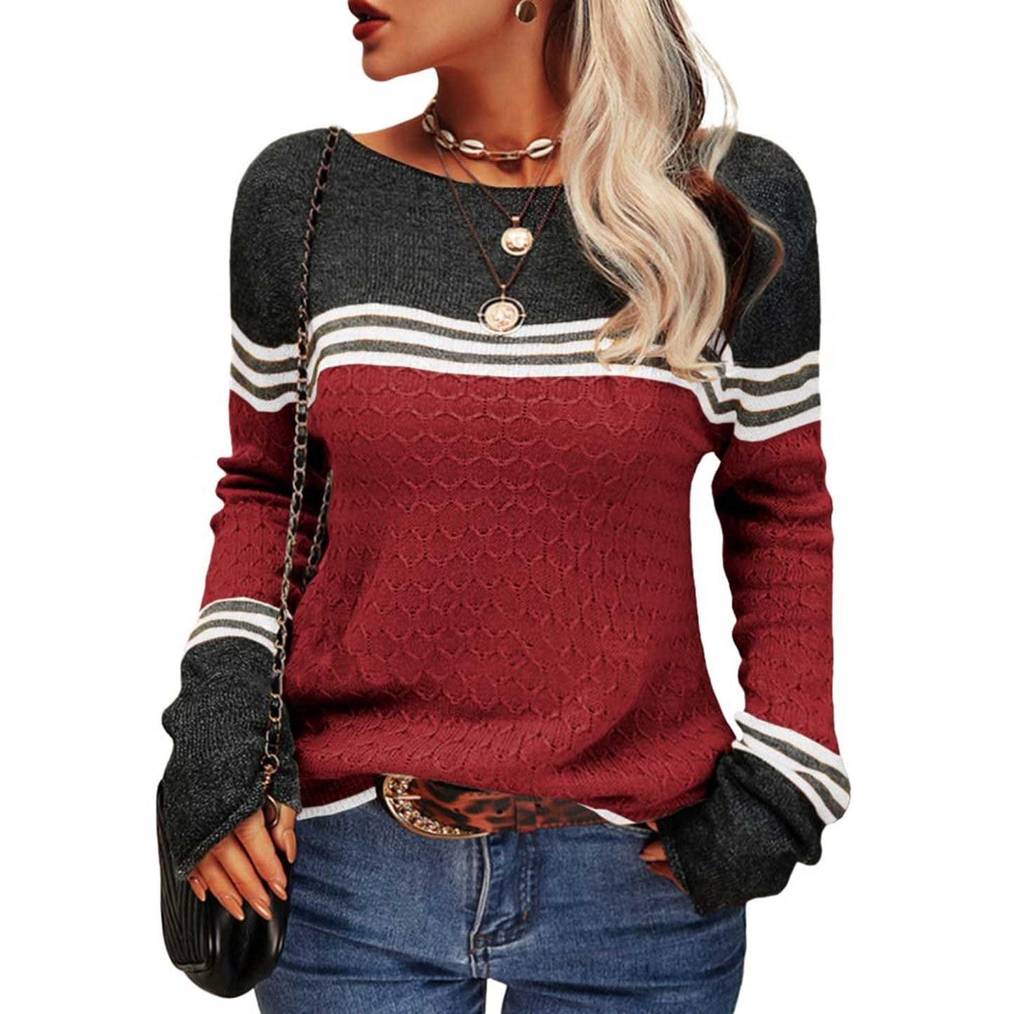 Women's fashionable striped sweater 3