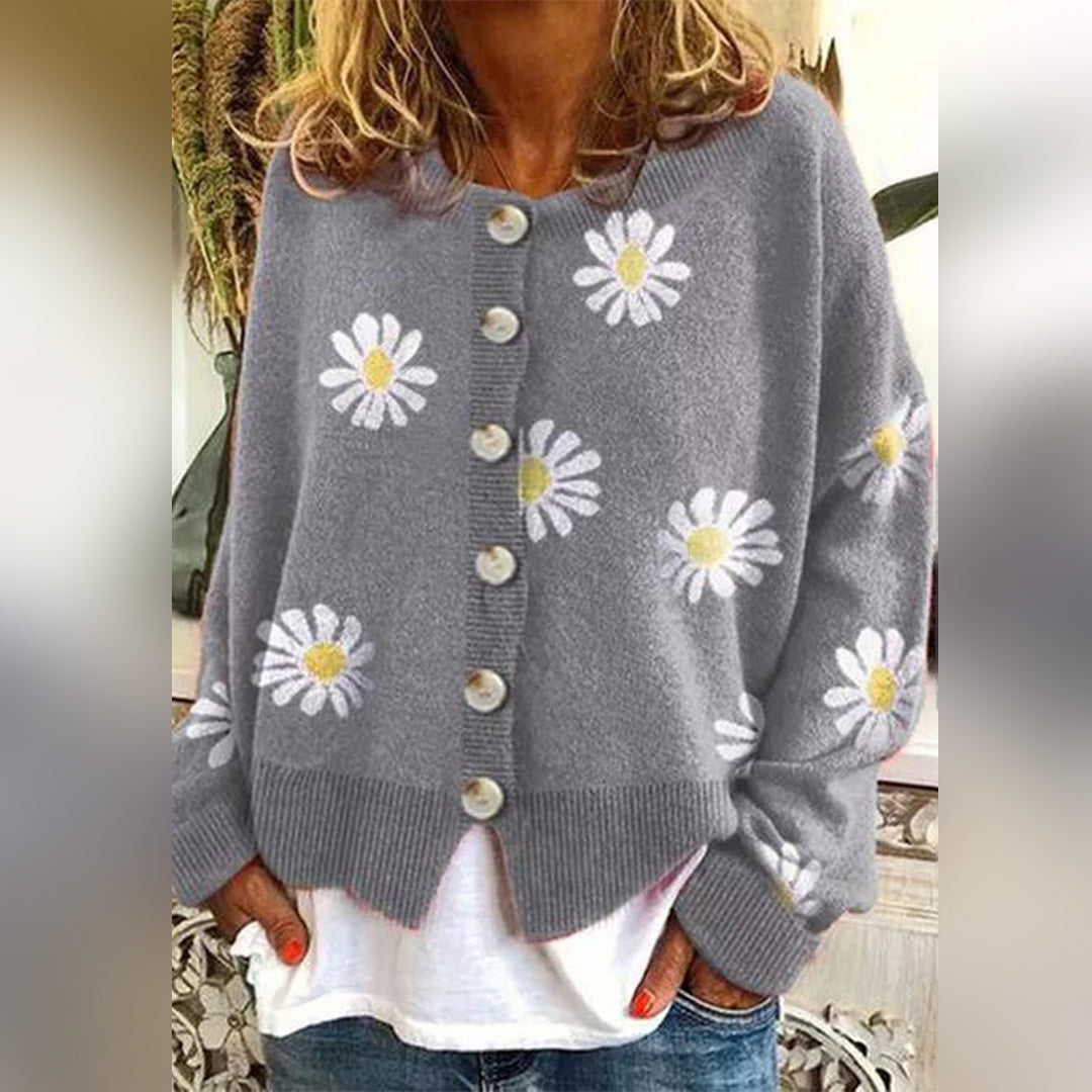 Women's knitted sweater with floral pattern | Long sleeves 3