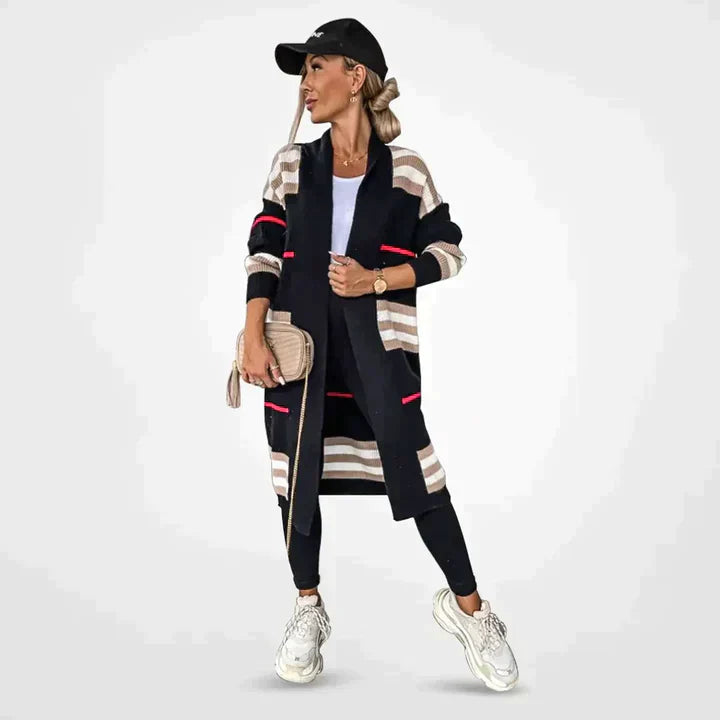 Women's long striped cardigan 1