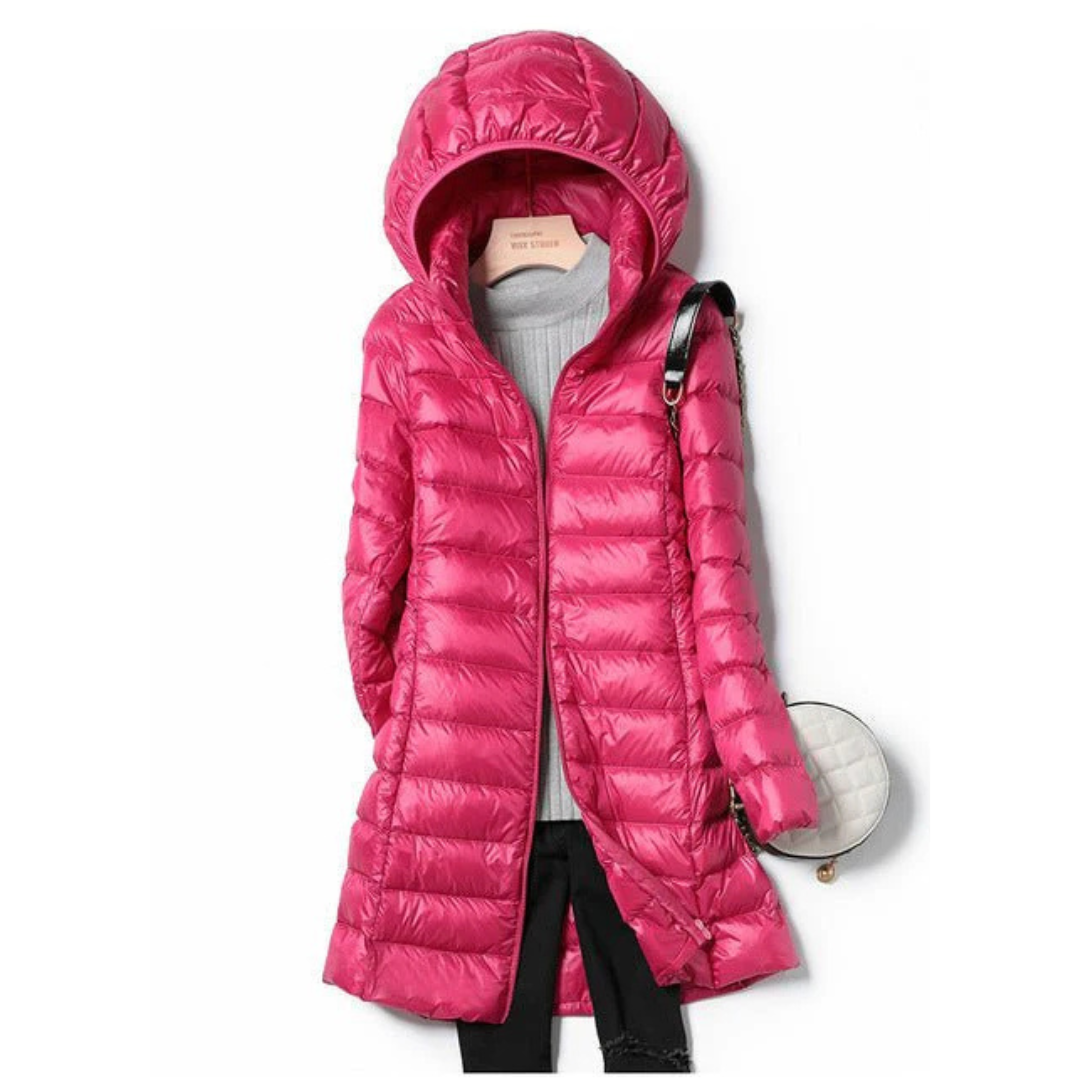 Women's long winter buffer jacket | Hood 1