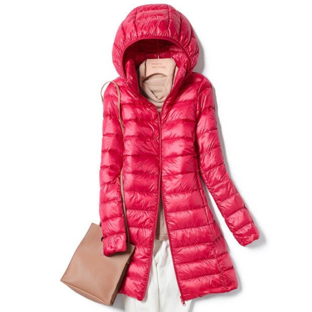 Women's long winter buffer jacket | Hood 4