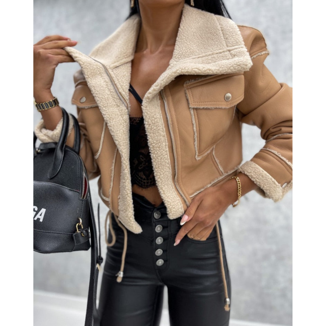 Women's short warm winter jacket | zipper 2