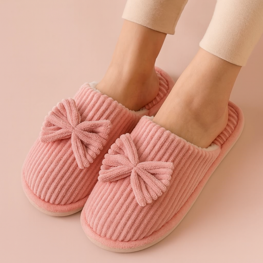 Women's slippers with a bow | Warm, soft, and comfortable house slippers 1