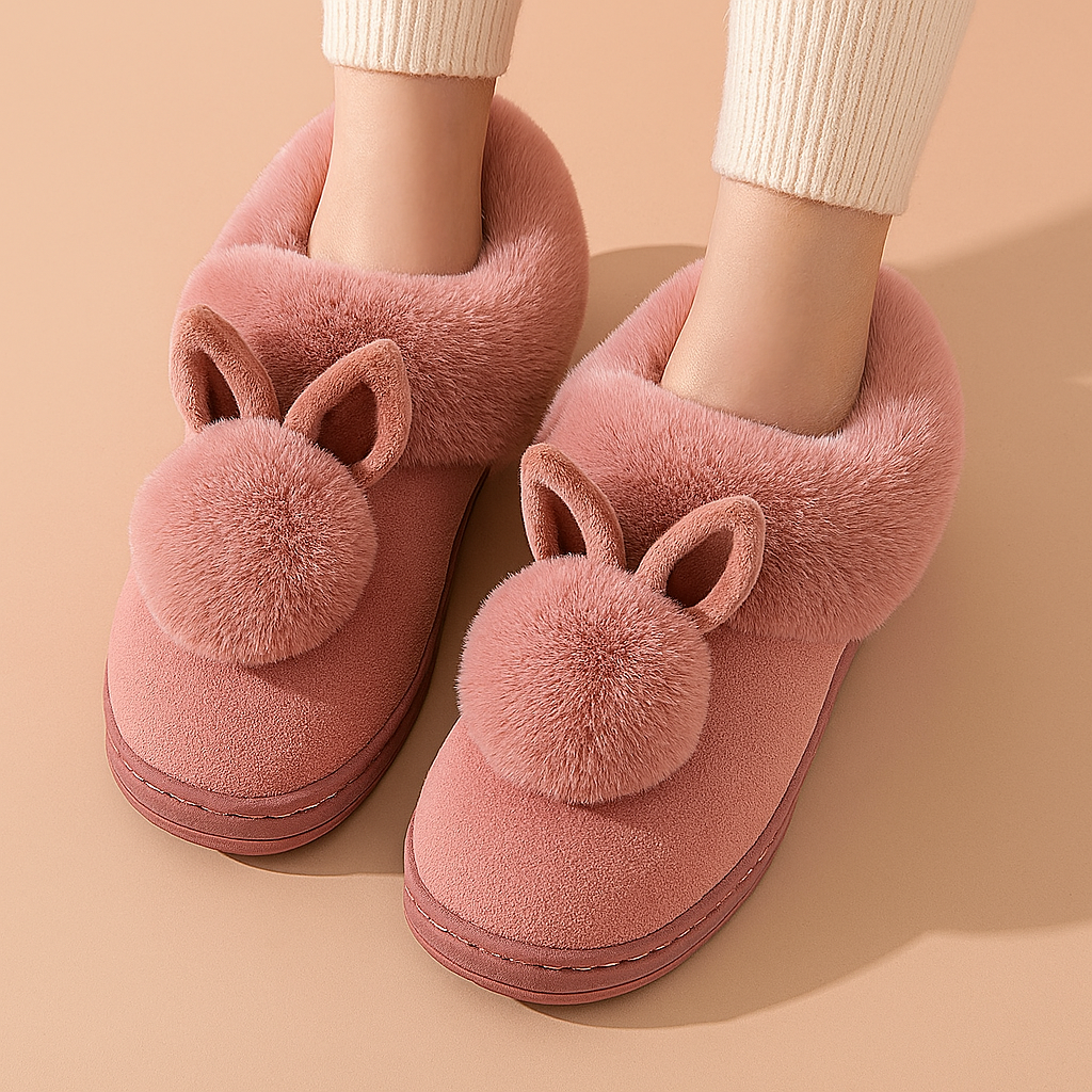Women's slippers with a rabbit motif for winter | Warm and cute 4
