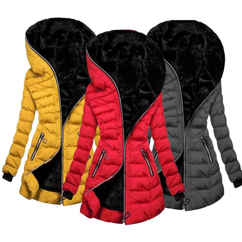 Women's zipper buffer long arm jacket | Hood 4