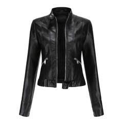 Women's zipper short biker jacket | Long -sleeved 0