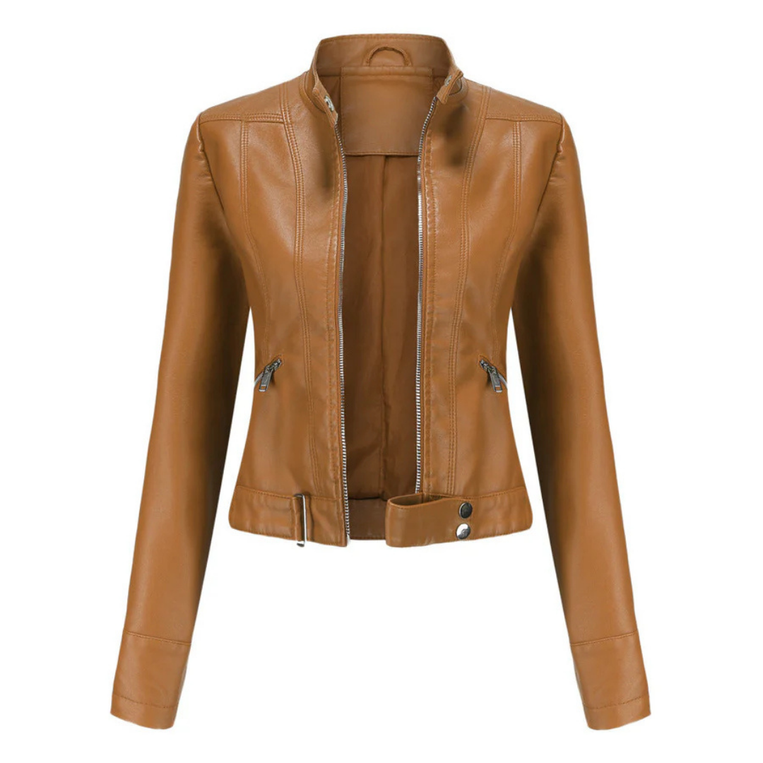 Women's zipper short biker jacket | Long -sleeved 2