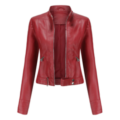 Women's zipper short biker jacket | Long -sleeved 3