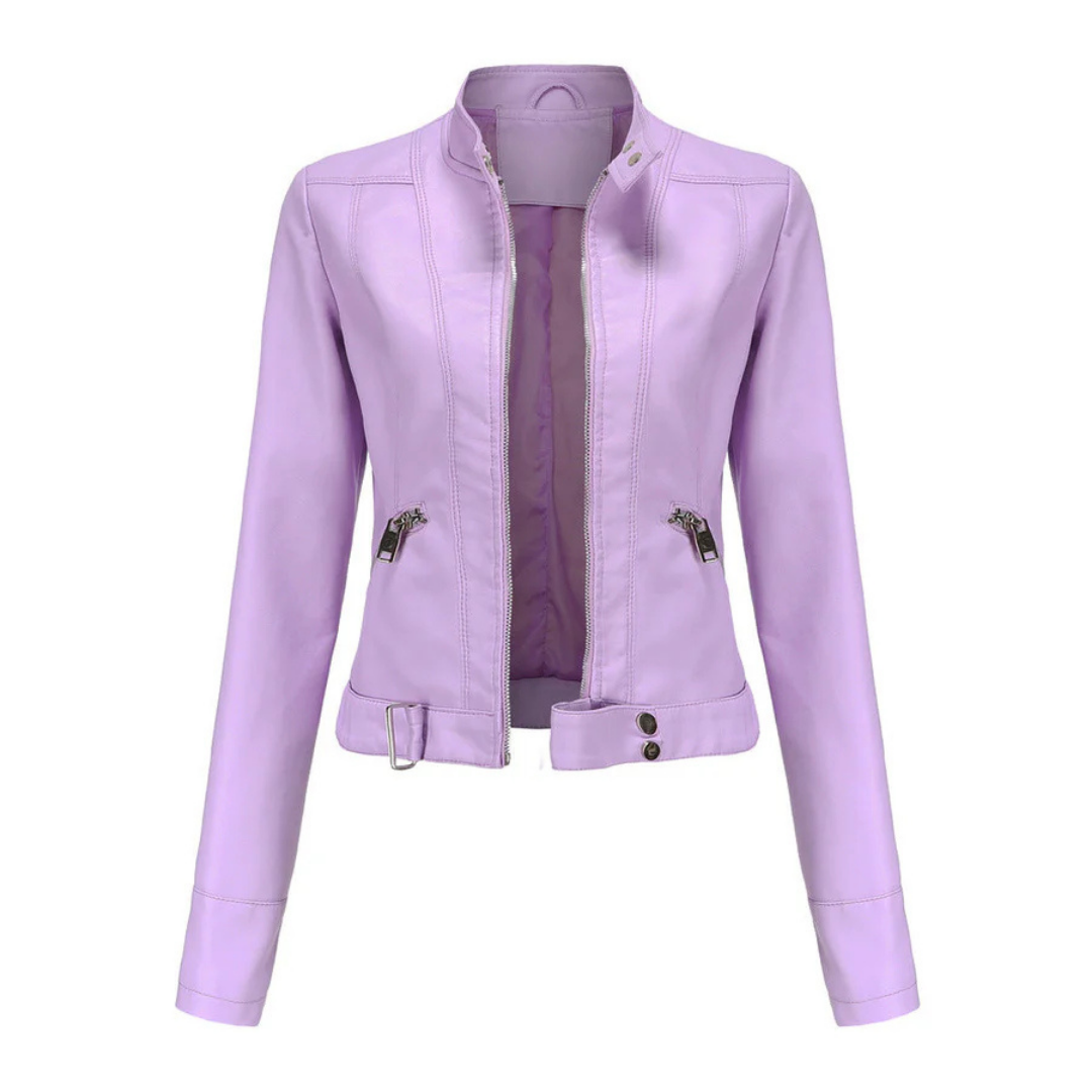 Women's zipper short biker jacket | Long -sleeved 4