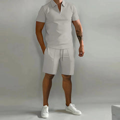 Elevate Your Style: HENRY Men's Polo and Shorts Two-Piece Set-3