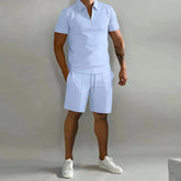 Elevate Your Style: HENRY Men's Polo and Shorts Two-Piece Set-1