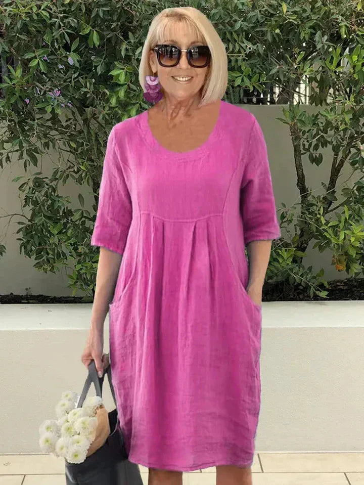 LISA | Effortlessly Chic Loose Cotton Blend Dress-3