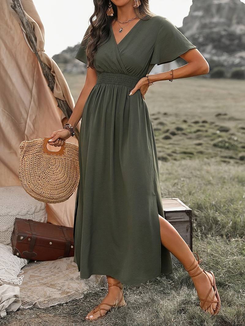 HEATHER | Elegant V-Neck Long Boho Dress-3