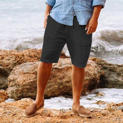 Men’s Linen Shorts - Breathable Lightweight Fabric - Relaxed Fit - Knee-Length Casual Wear-3