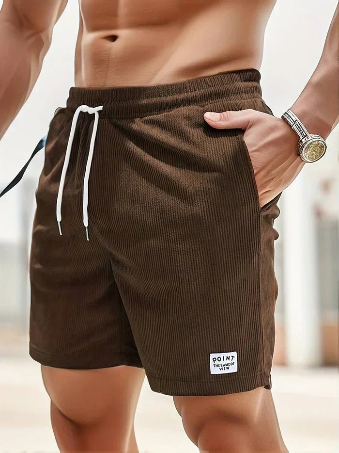 Men's Casual Shorts - Elastic Waist - Adjustable Drawstring - Textured Fabric-6