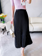Heavy Pleated Umbrella Midi Skirt