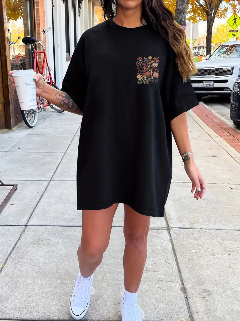 DAISY | Round Neckline T-shirt Dress-2