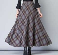 Linda | Elegant Plaid A-Line Midi Skirt