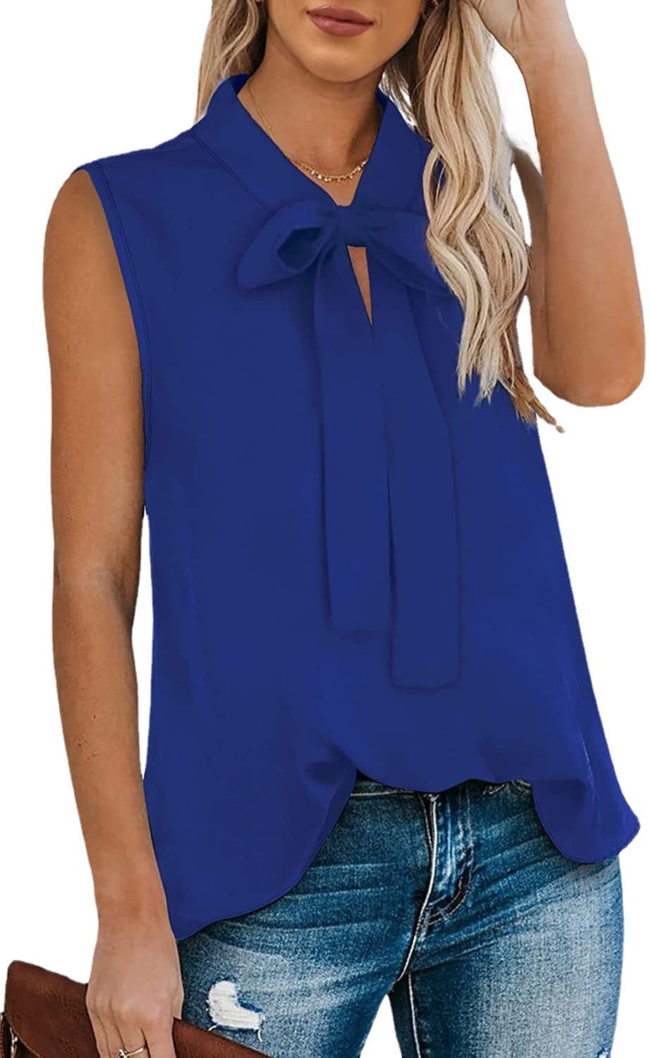 Ärmellose Bluse mit Fliege - Verfeinerte professionelle Eleganz