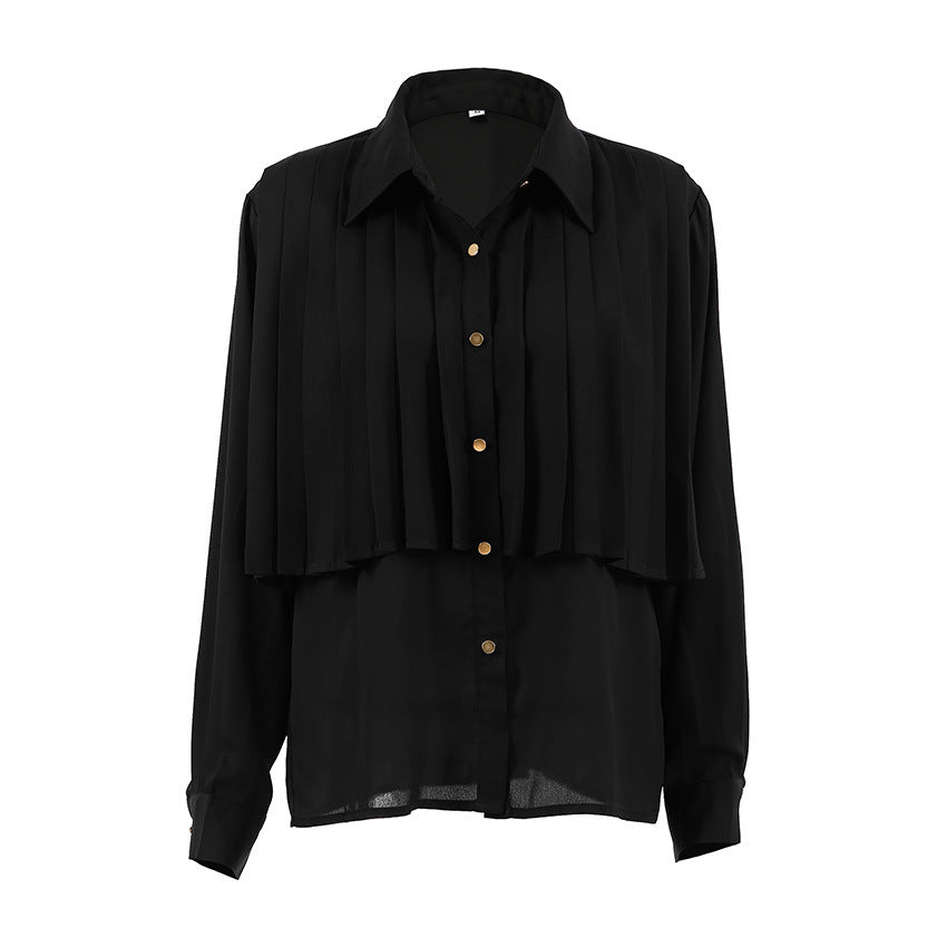 Sandra | Elegante plissierte Bluse mit Knöpfen