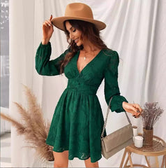 ANNA | Gorgeous Satin Dress with Puff Sleeves-4