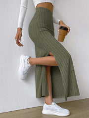 Side-Slit Knit Maxi Skirt