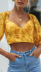 ÉLISE - Das Oberteil mit Rüschenprint