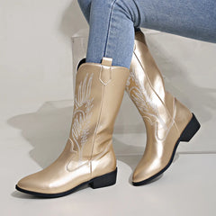 AMELIA | Stylish PU Leather Soft Lining Cowboy Boots-3