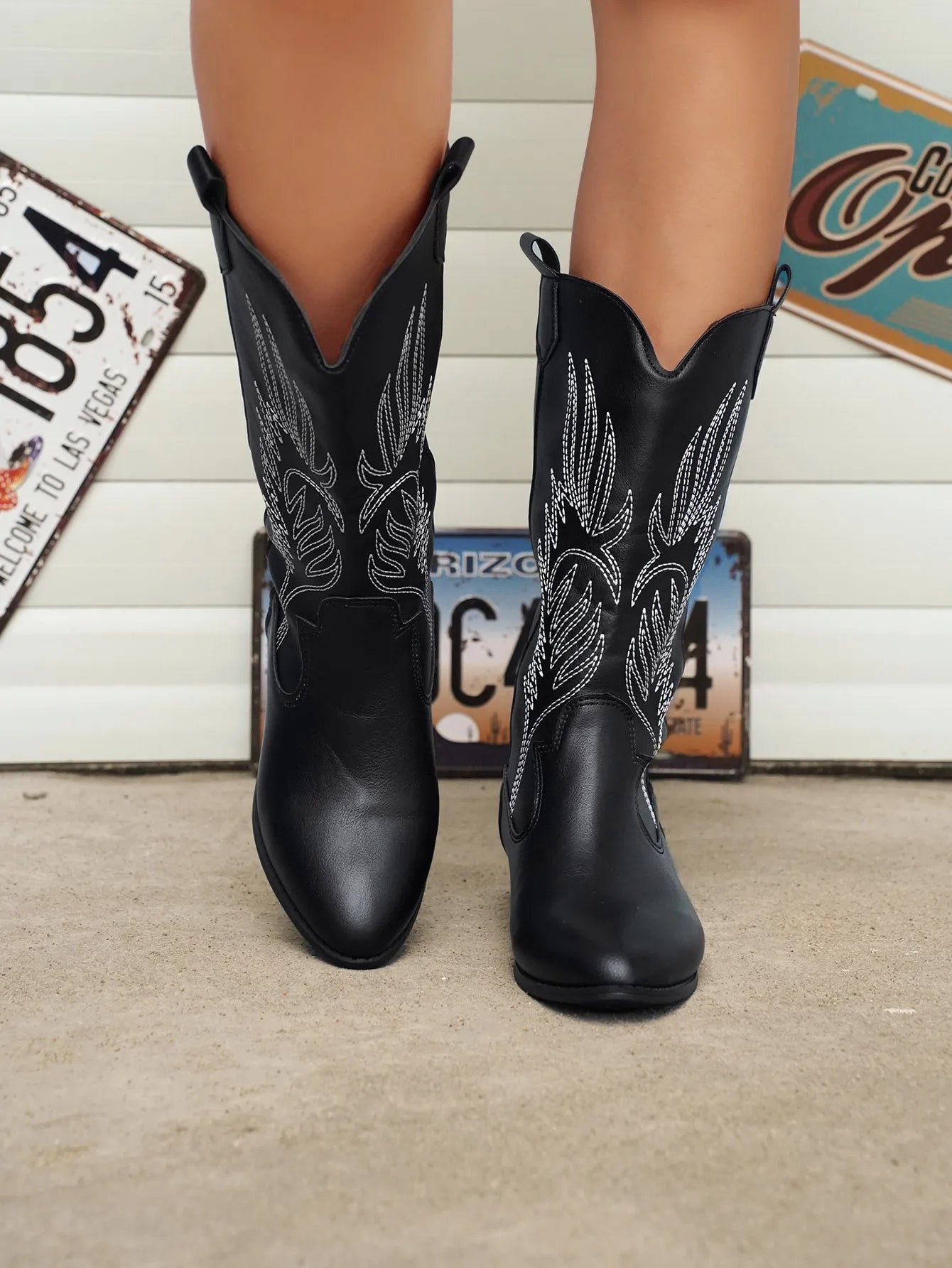 AMELIA | Stylish PU Leather Soft Lining Cowboy Boots-5