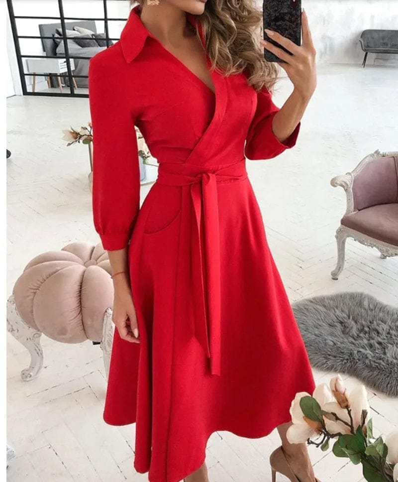 Juliet | Classic V-Neck Midi Dress - Captivating Charm for Formal Affairs-3