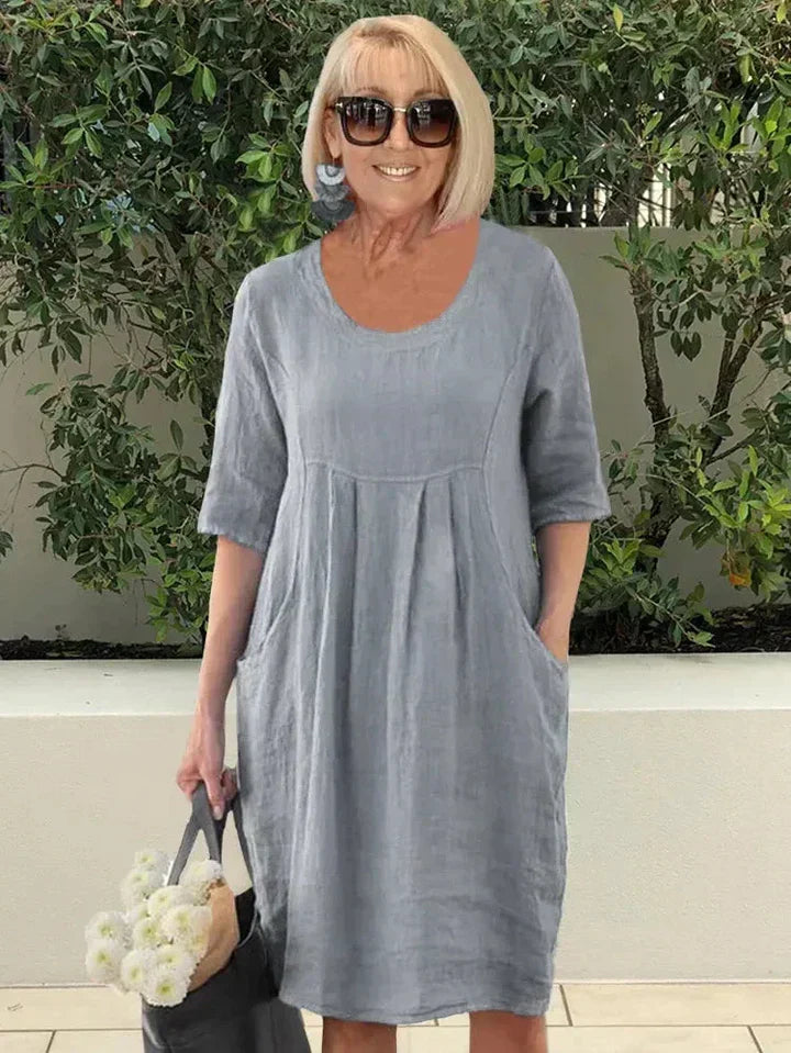 LISA | Effortlessly Chic Loose Cotton Blend Dress-4