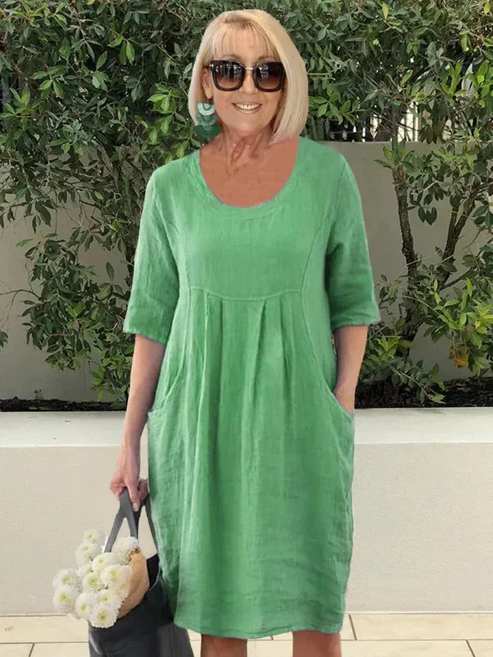 LISA | Effortlessly Chic Loose Cotton Blend Dress-5