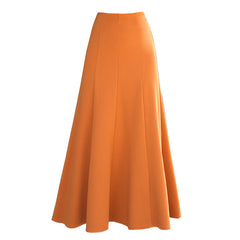Cotton Blend A-Line Maxi Skirt
